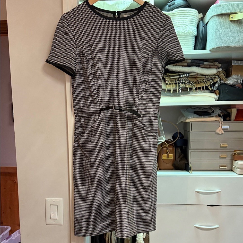 Max Studio Black and White Houndstooth Midi Dress